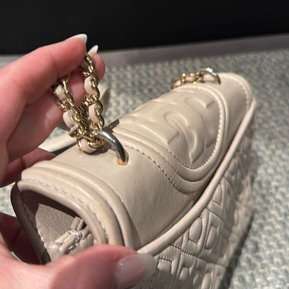 Tory Burch -Authentic Fleming Small Convertible Shoulder Bag Light Taupe - Picture 11 of 17